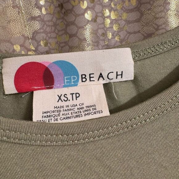 Free People Beach Olive Green Stretchy Long Slit Rayon Top Pants Set XS/S - Picture 3 of 8